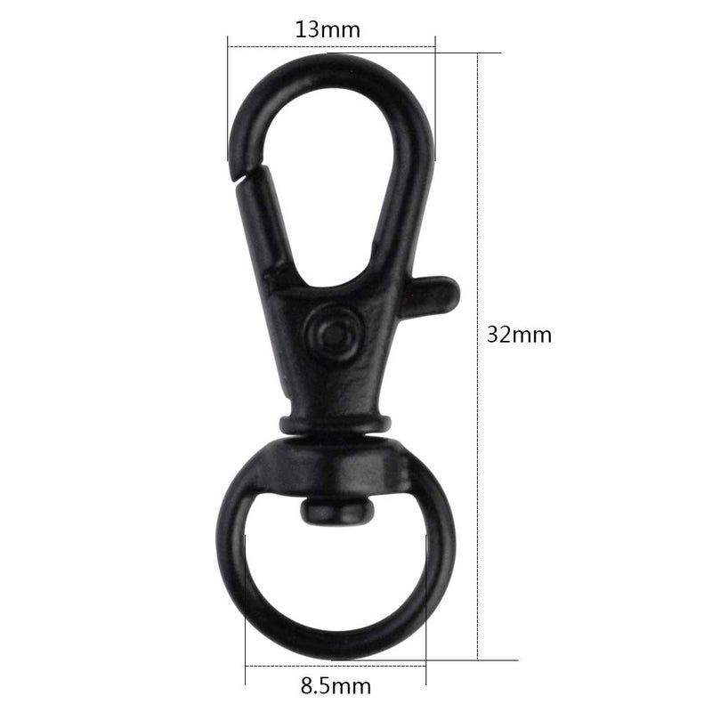 cnomg 50 pcs Swivel Clasps Lanyard Snap Hook,cnomg Metal Swivel Lanyard Snap Hook Lobster Claw Clasp (Black) - Image 2